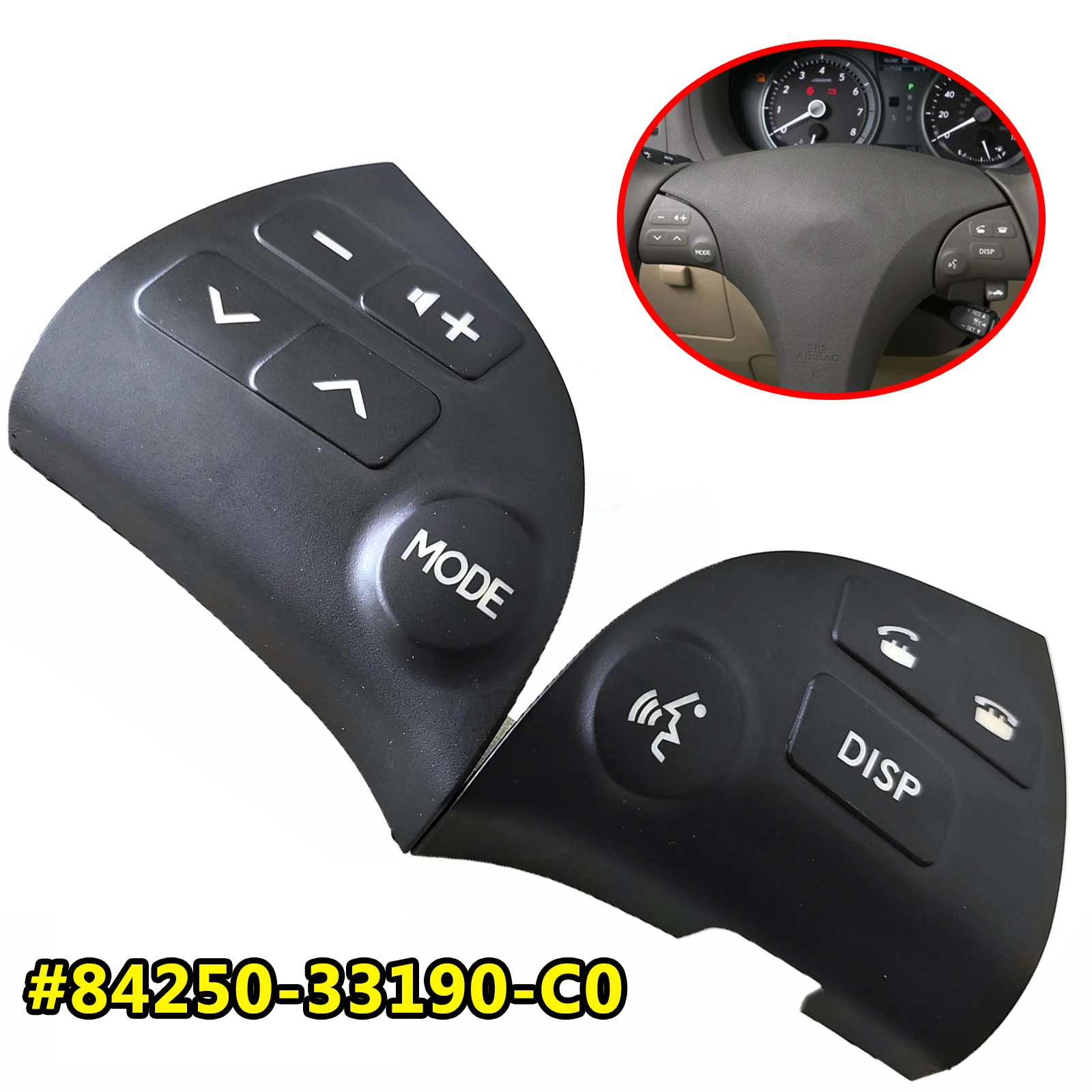 2Pcs Car Accessories Steering Wheel Volume Control Switch Button For Lexus ES350 2006 2007 2008 2009 2010 2011-12 84250-33190-C0