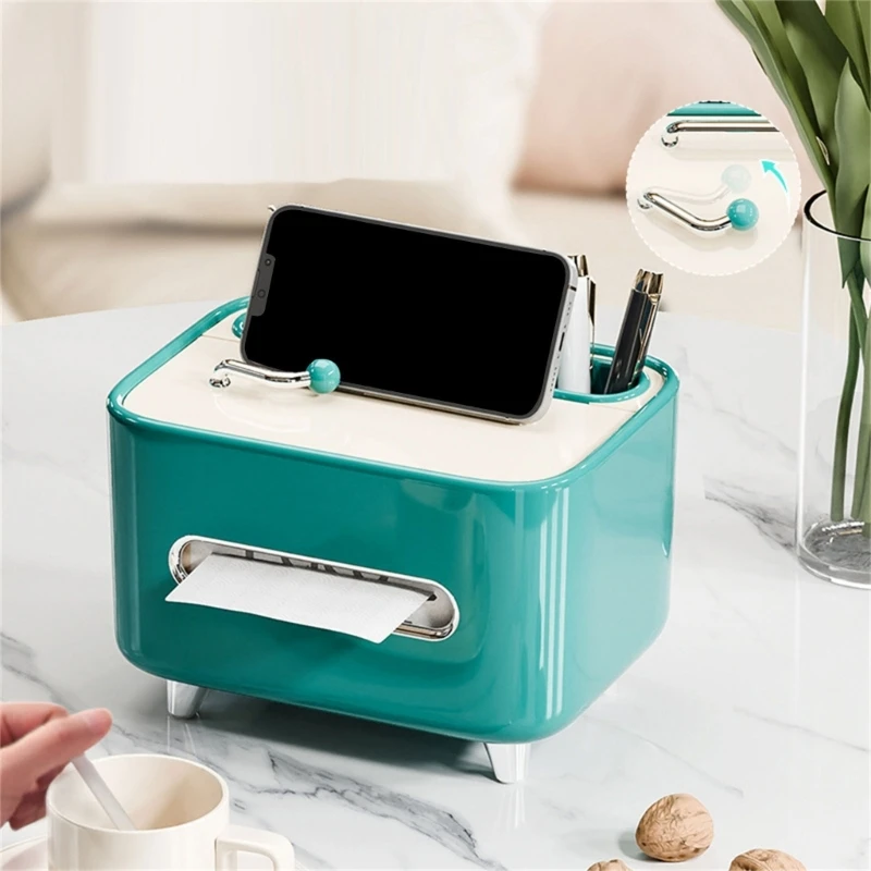 

Desktop Tissue Box Paper Towel Dispenser for Phones Remotes Glasses