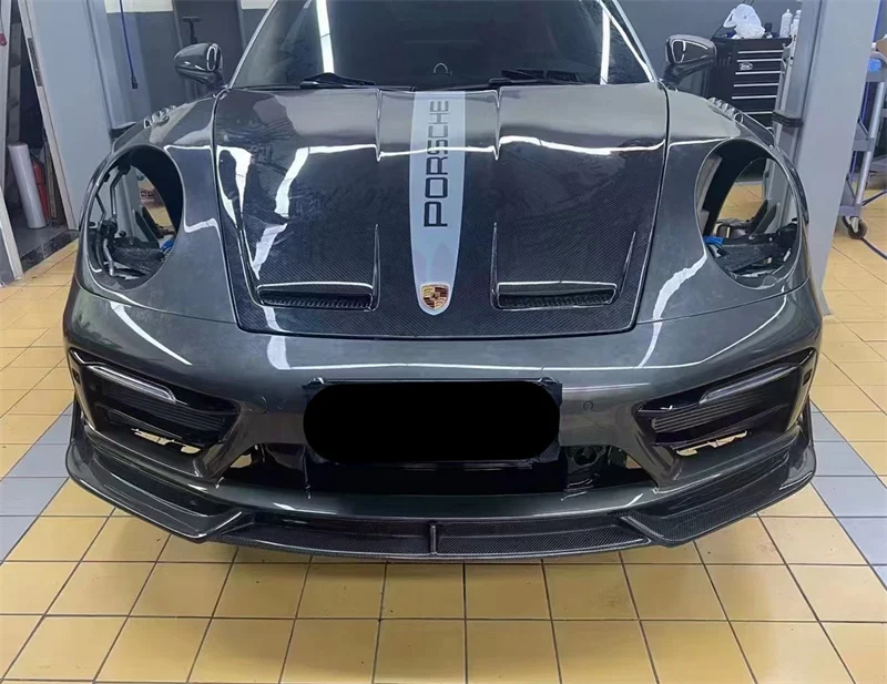 طقم هيكل مصد السيارة الأمامي من ألياف الكربون 3K عالي الجودة لبورشه 911 992 F نمط الشفة الأمامية