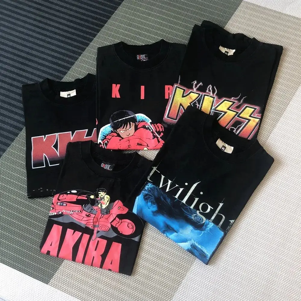 SAINT OF MICHAEL Akira Graphics KISS Hip Hop Printed Streetwear Vintage Clothing Loose Casual Tops Tees T Shirt Unisex