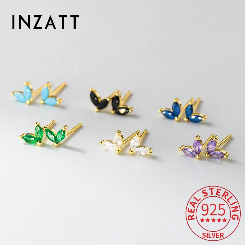

INZATT Real 925 Sterling Silver Mini Zircon Heart Stud Earrings for Women Classic Fine Jewelry Light Luxury Accessories