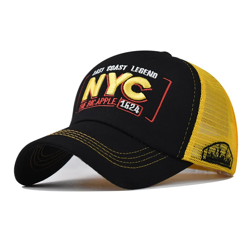 

Classic Trucker Cap New D Premium NYC Embroidered Summer Color Block Mesh Unisex Outdoor Casual Baseball Mesh-Back Cap