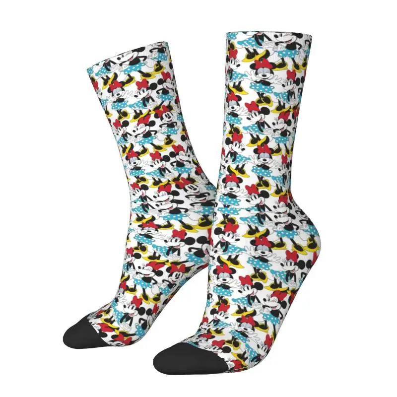 Custom Novelty Mens Mickey Mouse Minnie Cartoon Dress Socks Unisex Comfortable Warm 3D Printing Crew Socks