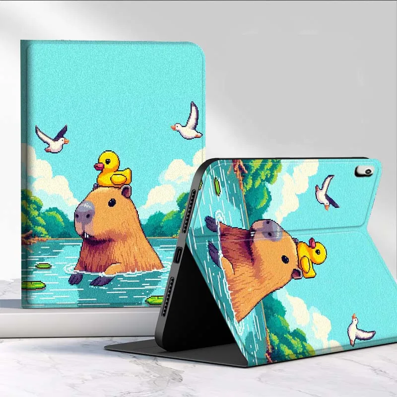 Pixel capybara duck lake For Samsung Galaxy Tab S11 S10 S9 S8 A8 A9 A11 10.9 8.7 10.1 Plus Tablet Case
