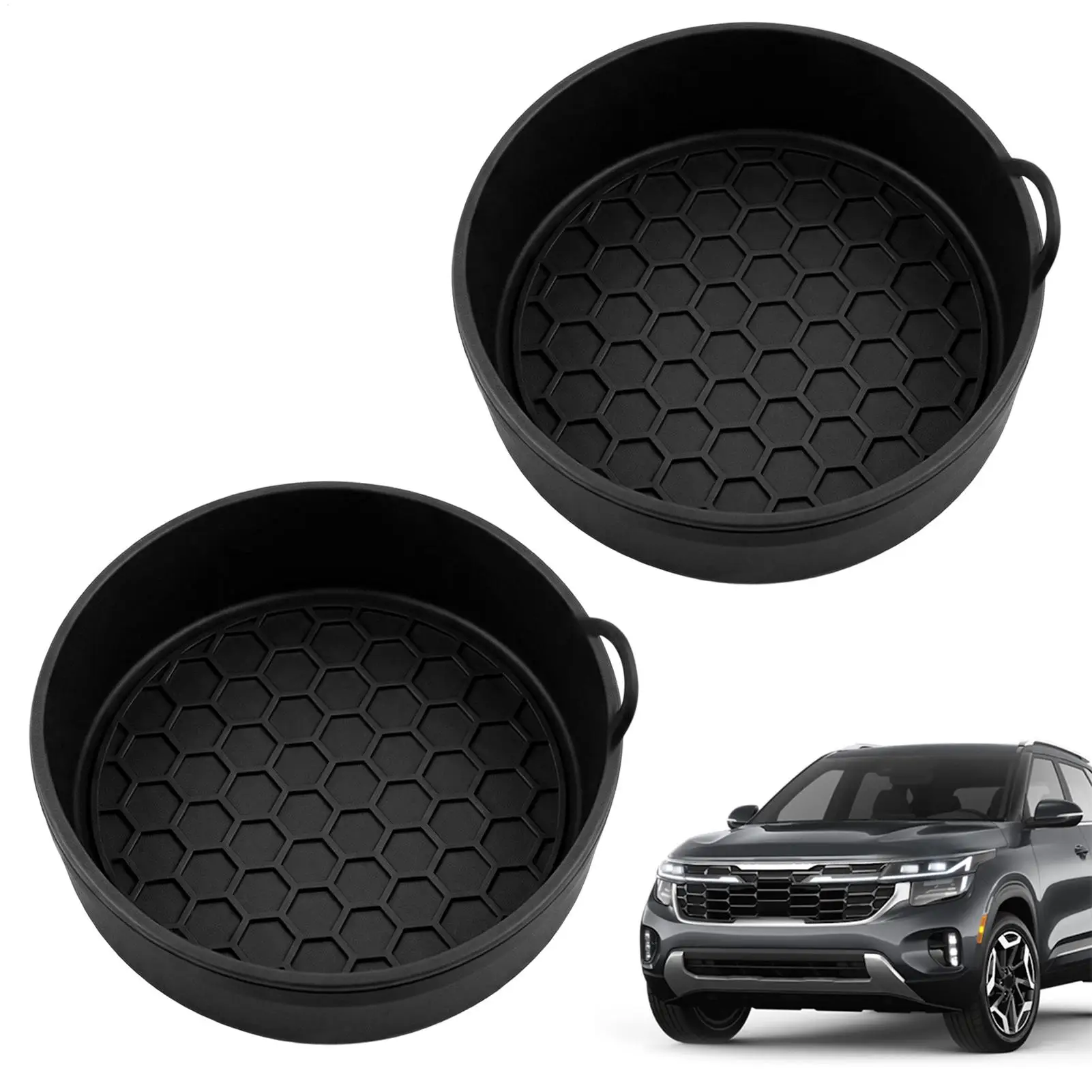 2pcs Black Car Auto Cup Holder Anti Slip Insert Coasters Pads Interior Accessories Universal Fits Perfectly For Most Cups