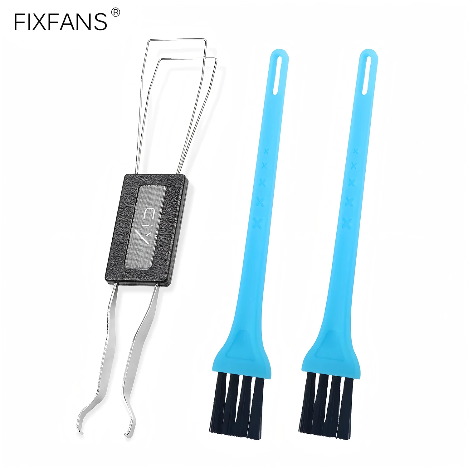 FIXFANS Stainless Steel Wired Type Keycap Remover Switch Puller with 2pcs Computer Cleaning Brush for Mechanical Keyboard