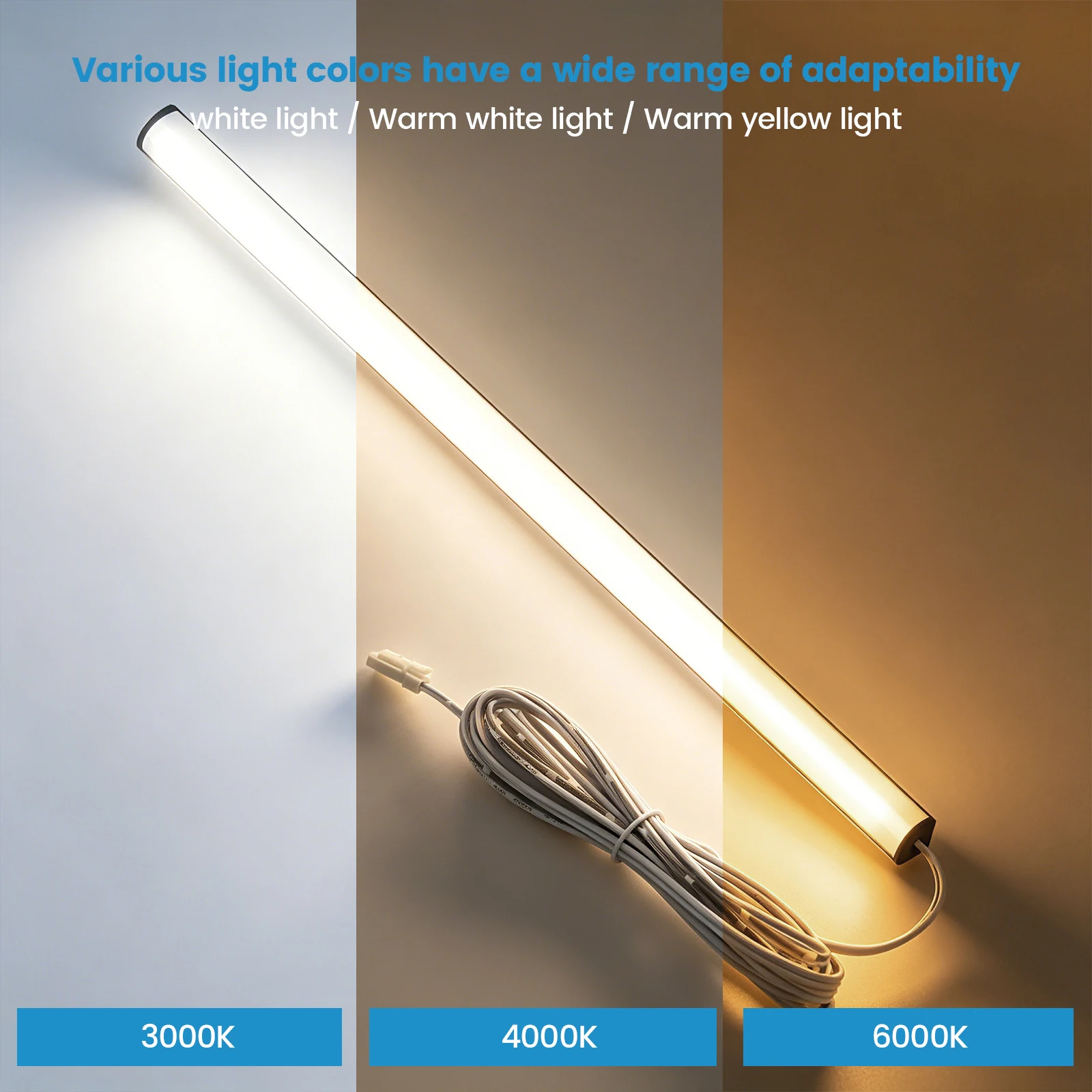 1-6Pcs LED Bar Light Under Cabinet Penetrable Wood Hand Scan Motion Sensor Touch Switch 30/40/50CM Cupboard Wardrobe Night Lamp