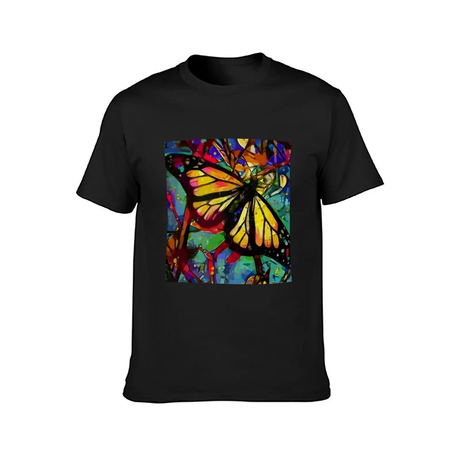 Butterfly party - butterfly, papillon, Léa Roche paintings T-Shirt Short sleeve tee for a boy plain t shirts men