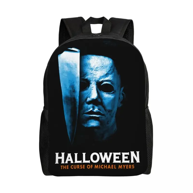 Sacs à Dos Personnalisés avec Imprimé Michael Myers pour Homme et Femme, Sacoche à Livres avec Motif de Film d'Horreur, Idéal pour Halloween