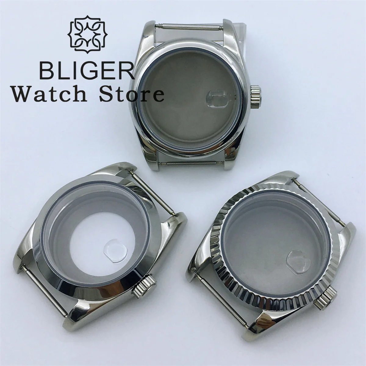 

BLIGER 31mm Stainless Polishing Watch Case Round Fluetd Polished Bezel Sapphire Glass Fit NH05 NH06 Movement Women's Watch Parts