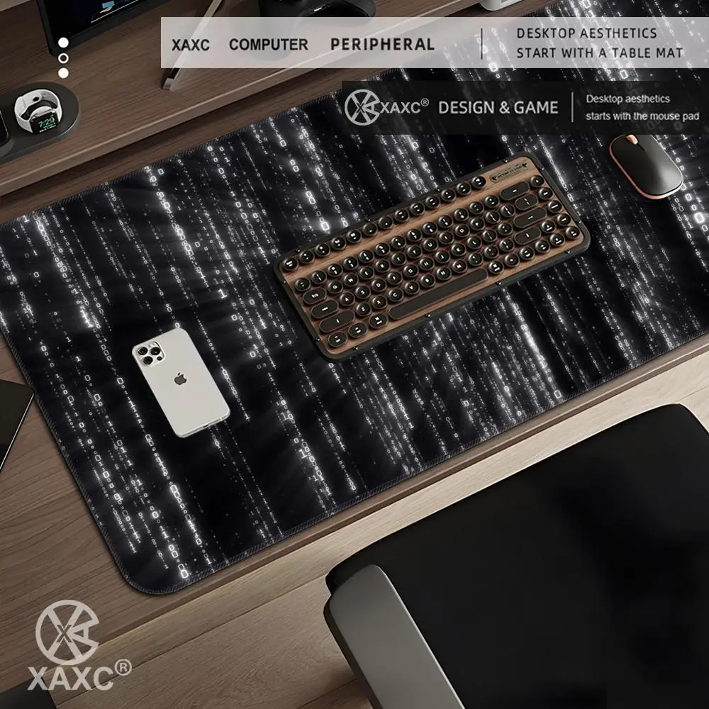 Matrix Binary Code Mouse Pad Large Keyboard Mouse Desk Pad XXL Non-Slip Rubber Gaming Mouse Pad Laptop Mouse Carpet HYBXXC