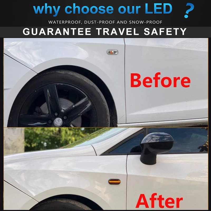 ไฟเลี้ยว LED เลนส์ใส2ชิ้นสัญญาณไฟเลี้ยวสำหรับ MK3กอล์ฟ VW 4โปโลโบราฟอร์ดที่นั่ง Skoda