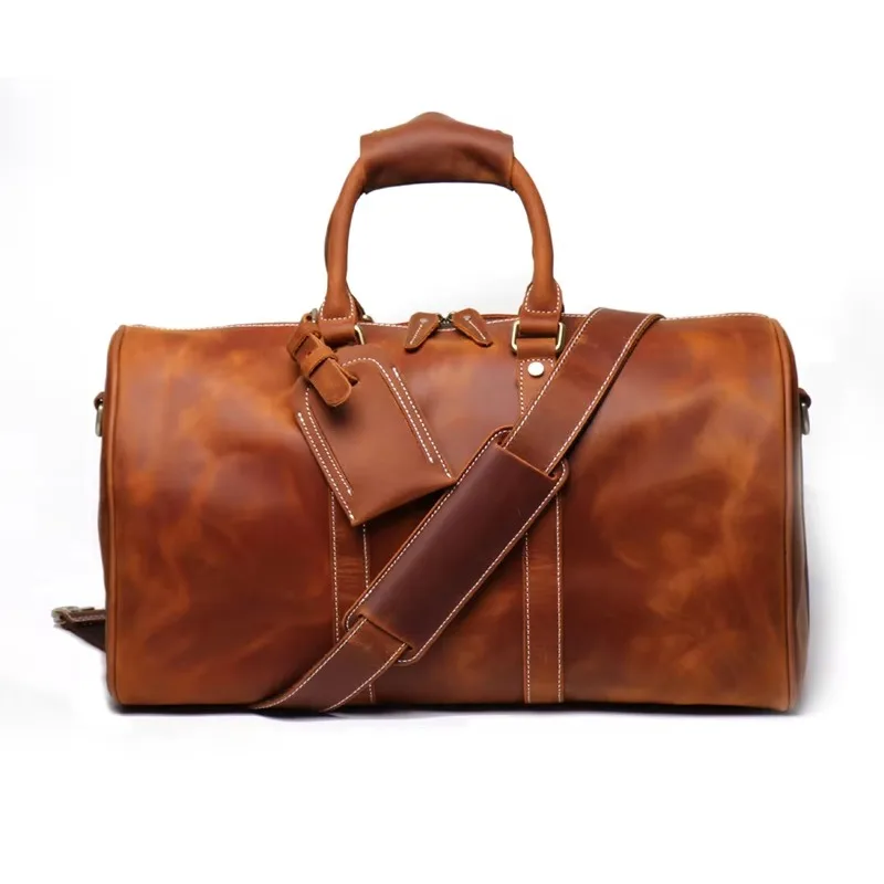 Neutral Large Capacity Fitness Travel Leather Portable Lightweight Waterproof Sports Fitness Handbag