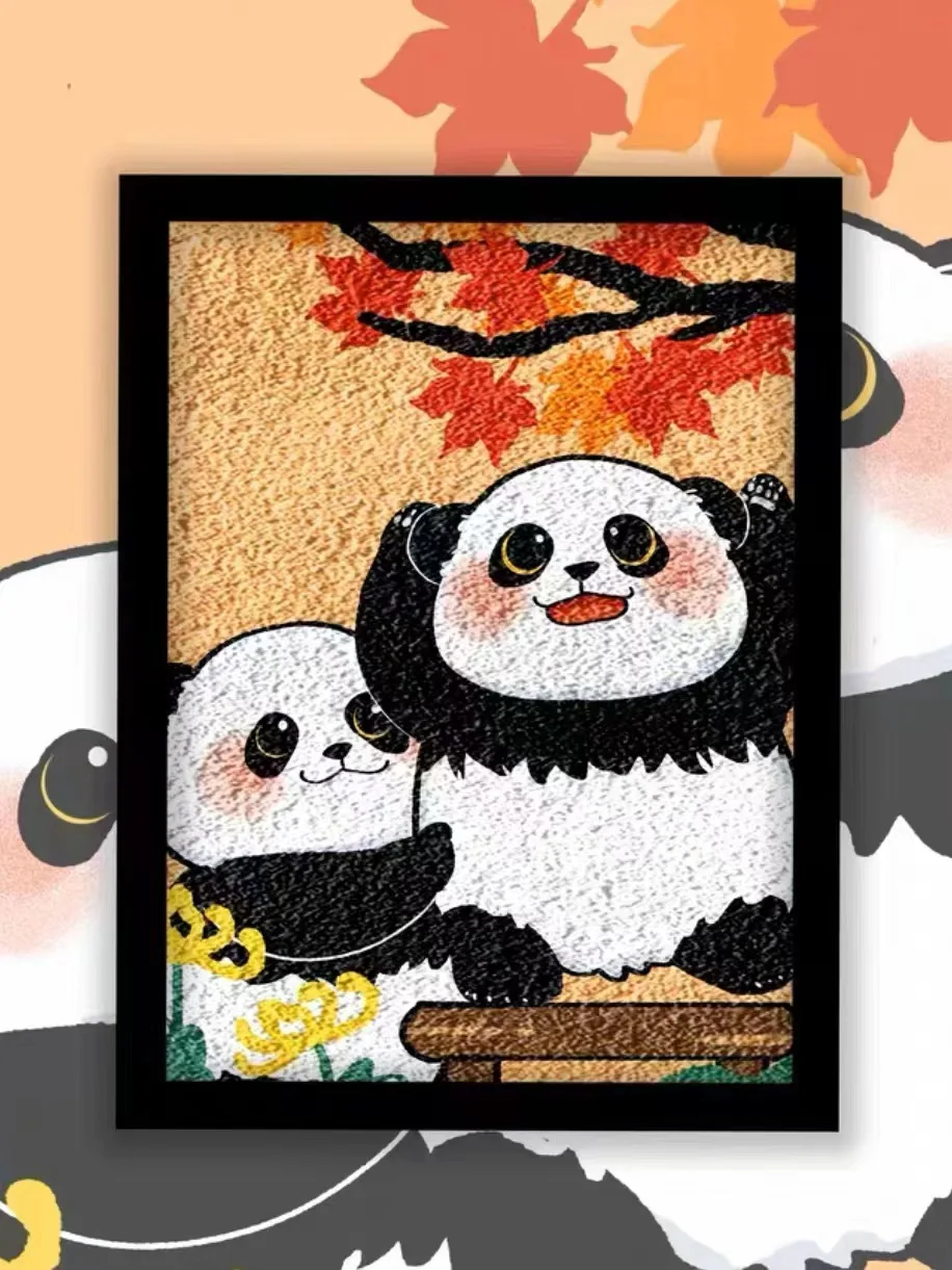 

Cute Panda-painted colorful paint oil painted oil color and colorful and simple children's hand with color painting