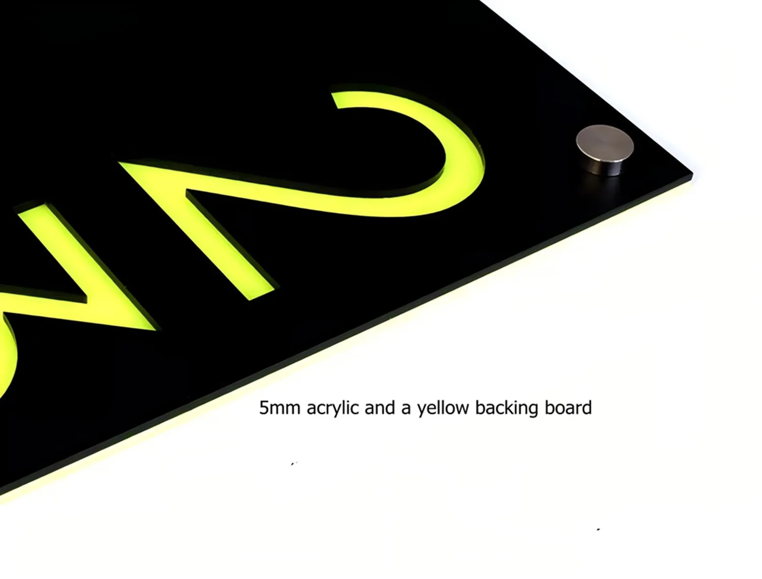 Customized Modern House Numbers, Black Acrylic with Neon Yellow Backplane - Vertical - Sign