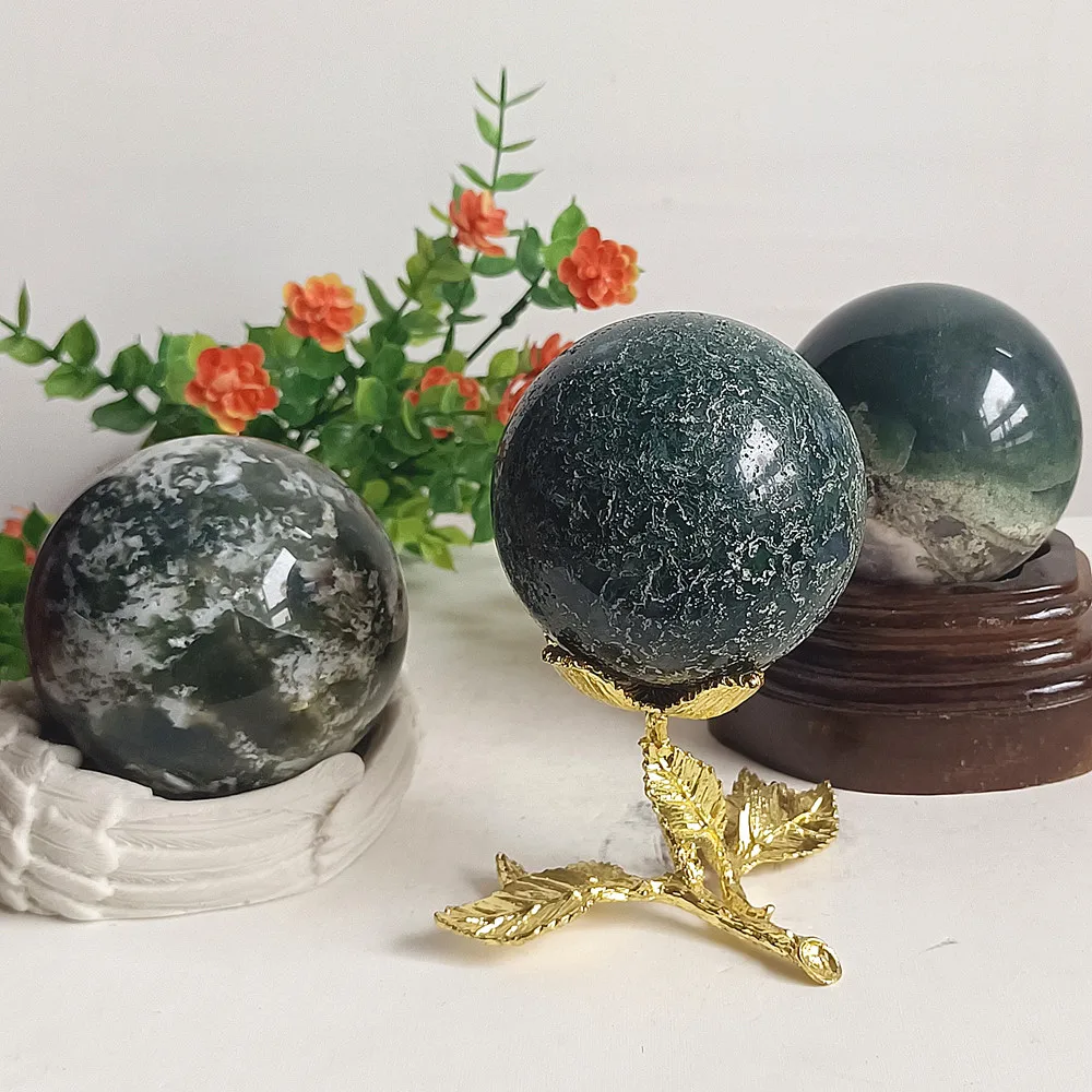 

Natural crystal ball, water grass, agate polishing treatment, ore used for home decoration