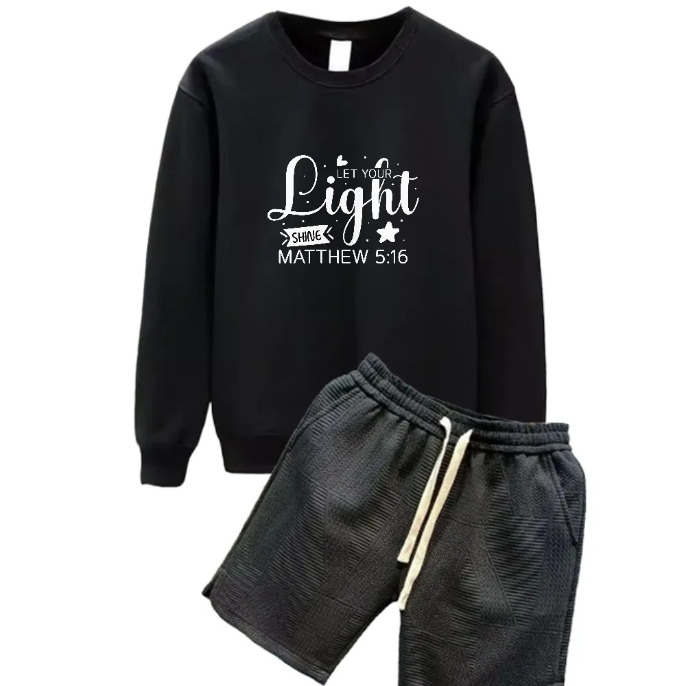 

2025 Mens Daily Long Sleeve Polyester Fiber Suit Stars dot the English print Set Spring And Autumn Comfortable Outfit tracksuits