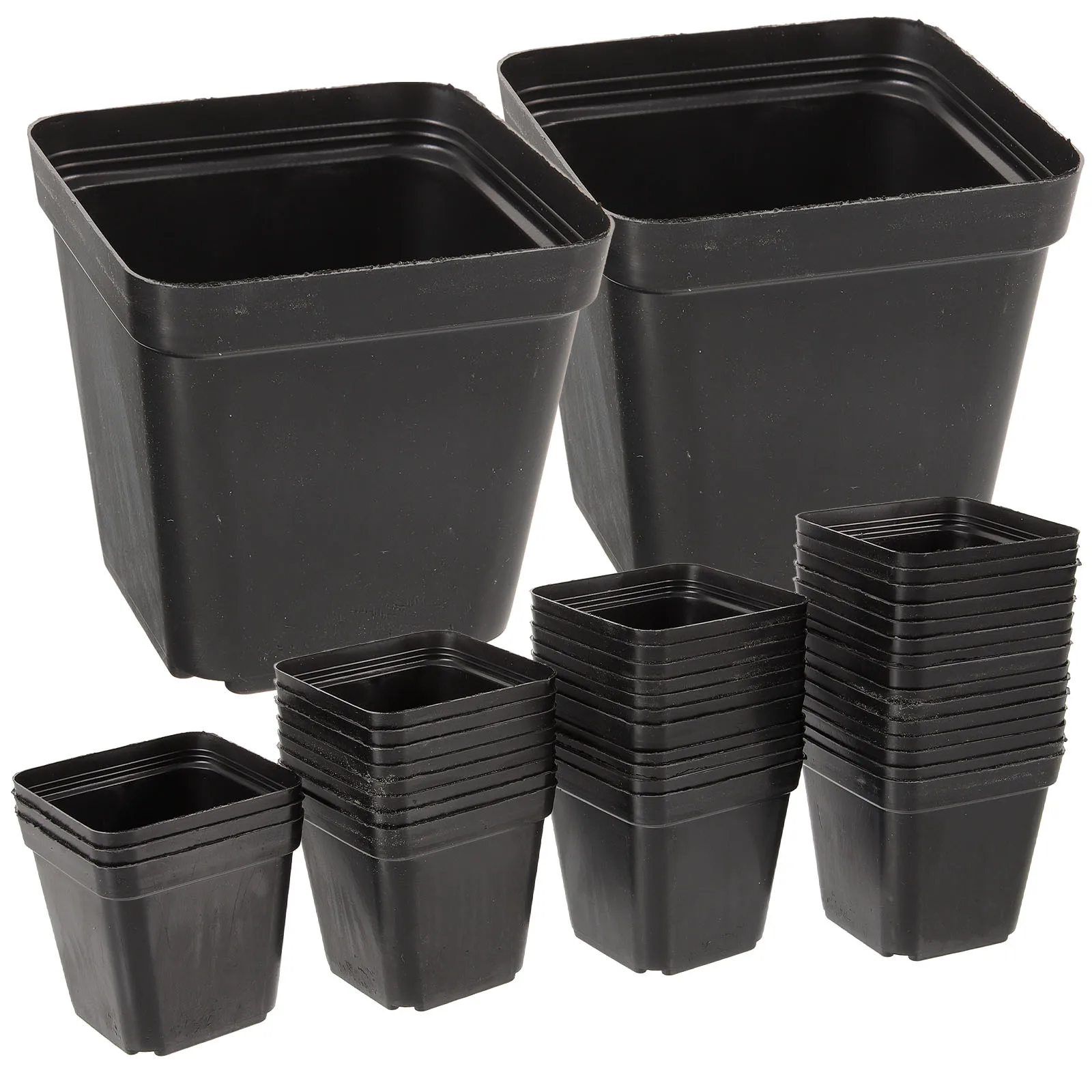 

120pcs Square Plastic Planter Pots 4.5Inch Seedling Starter Nursery Containers With Drainage Holes For Plants Garden Flower