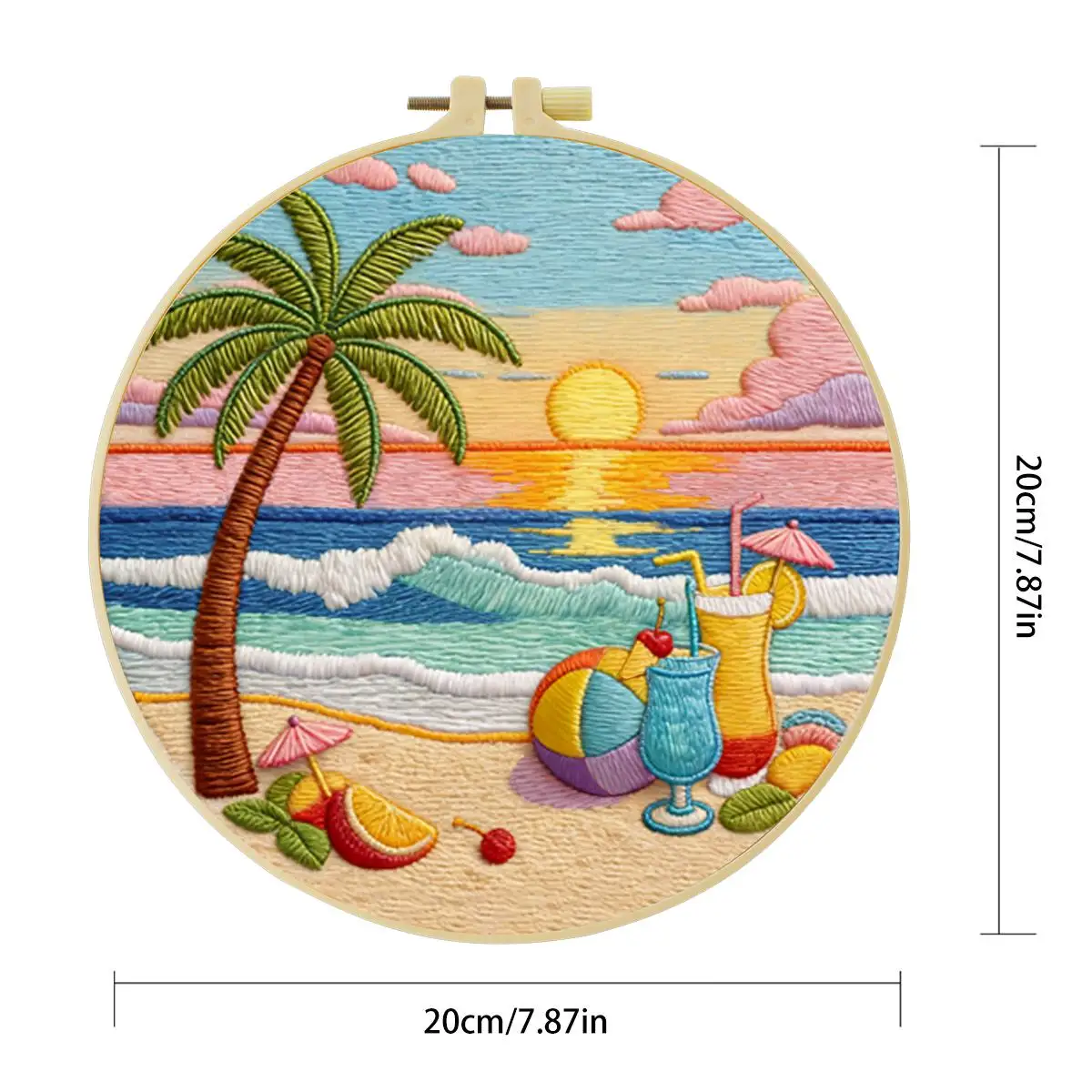 1 Stück 20X20CM/15X15CM 7,87/6,3 Zoll Meerblick Stickerei Starter-Kit DIY-Kit DIY-Stickerei-Set Handarbeiten Nadelkunst – Detail 4