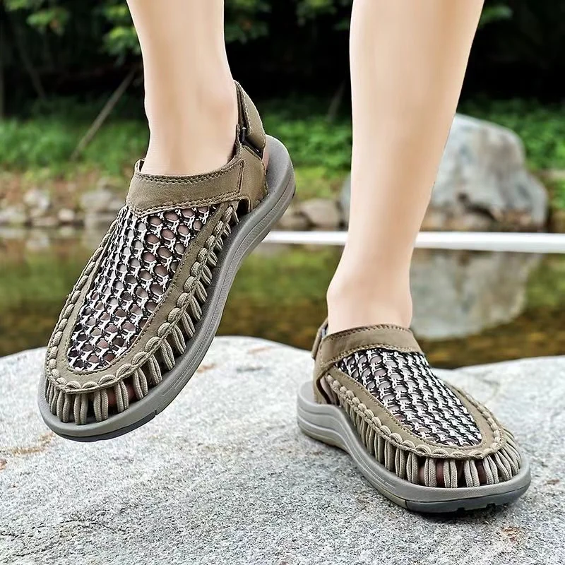 Brand Classic Mens Sandals Woven Mesh Surface Sandals Men Outdoor Casual Lightweight Sandal Fashion Man Water Shoes Size 38-47