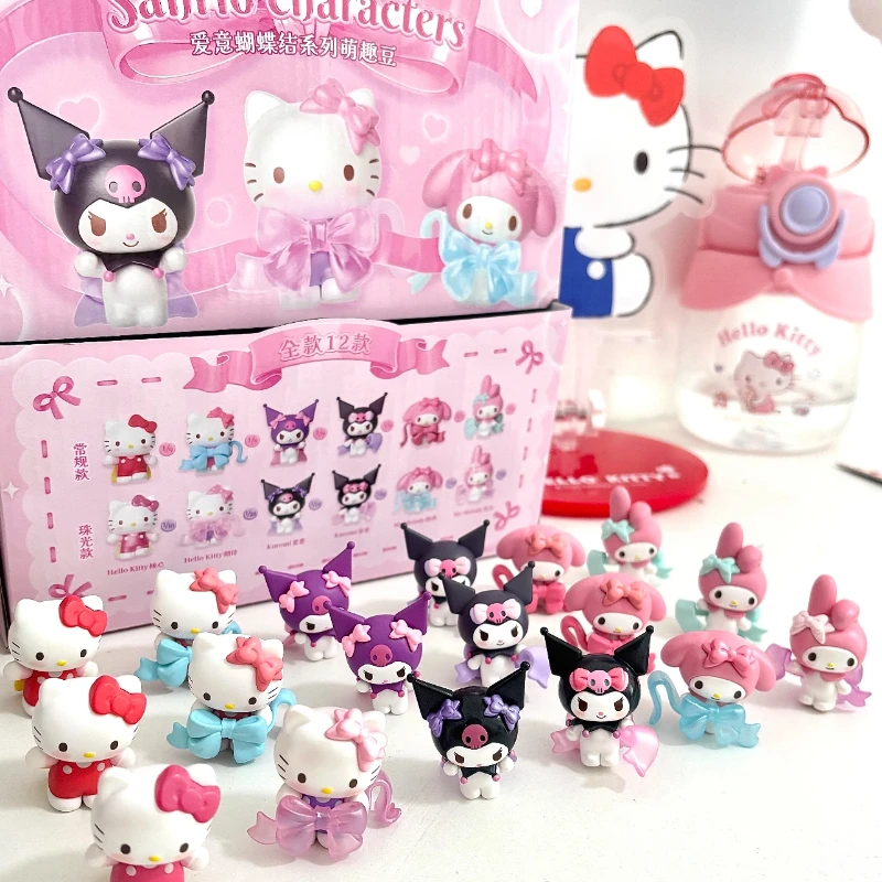 

Sanrio Love Bow Series Blind Box Hello Kitty Kuromi My Melody Mini Action Figures Cartoon Model Toys Collection Kids Gifts