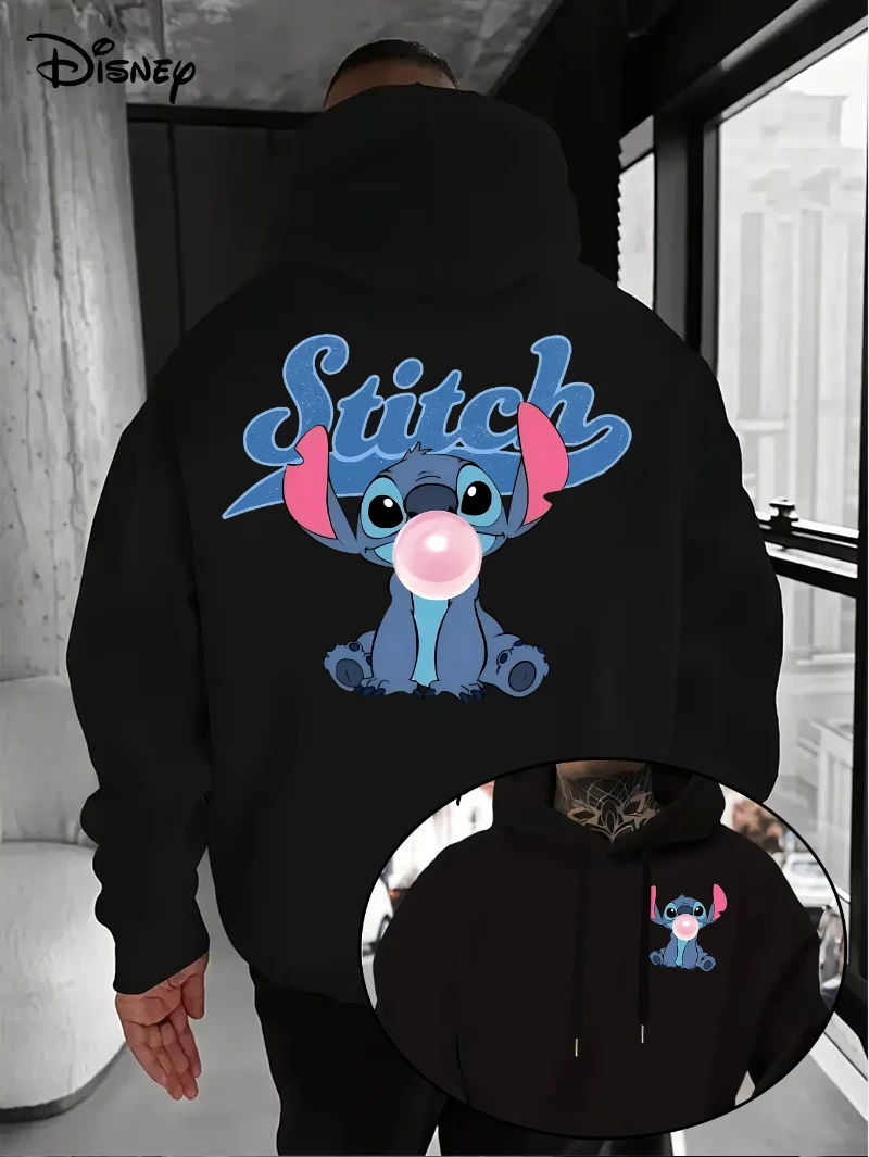 

Мужская толстовка с капюшоном MINISO Disney Stitch, осень-зима, повседневный пуловер унисекс, спортивный костюм, одежда с капюшоном, уличная одежда большого размера