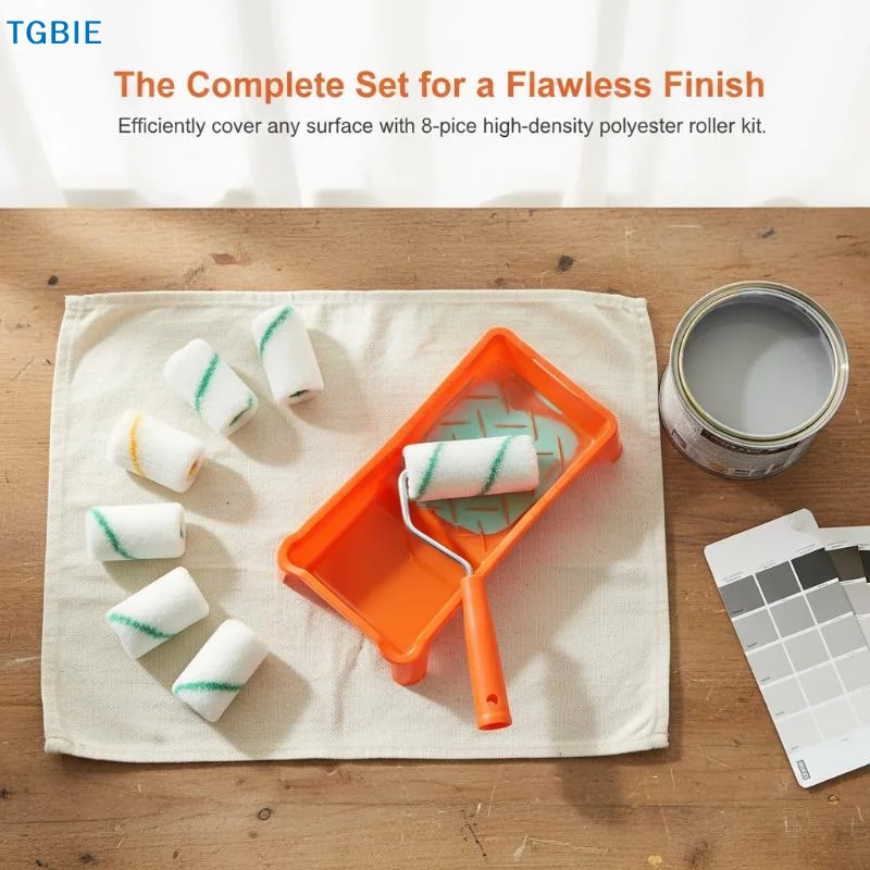 [TL]8Pcs Paint Roller Set 2 Inch High Density Fabric Rollers with Durable Tray for Professional Wall Surface Finish