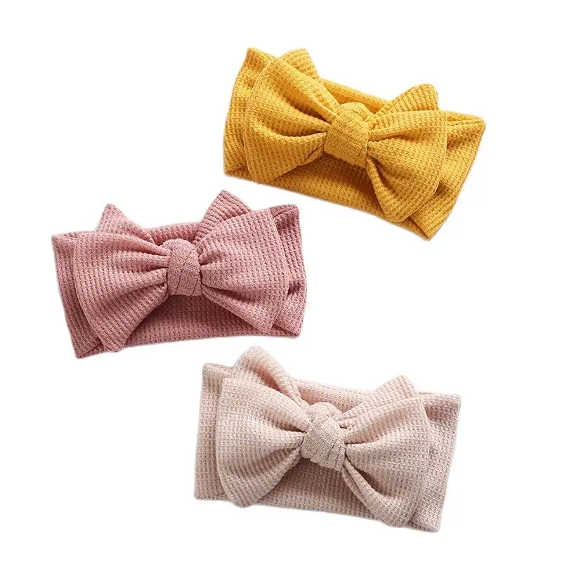 Multi Colors Lovely Waffle Infant Baby Girls Butterfly Tie Headband Toddler Girl Accessories Hair Band