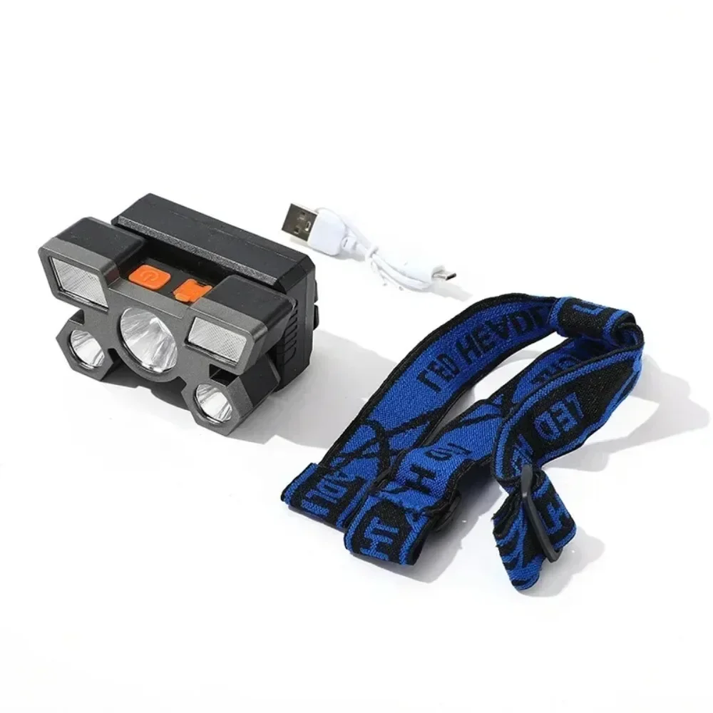 مصباح أمامي فائق السطوع 5 LED قابل لإعادة الشحن ومقاوم للماء للتخييم في الهواء الطلق والجري ومصابيح أمامية قوية للإضاءة