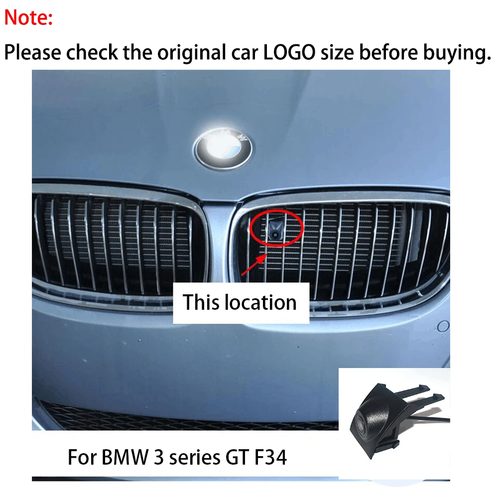 ZJCGO Car Front View LOGO Parking Camera AHD 1080P Night Vision for BMW 3 Series GT Gran Turismo F34 2013~2019