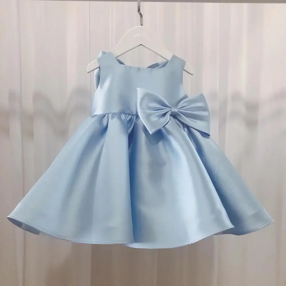 

Infant Baptism Evening Summer Ball Gown Newborn Beaded Pleated Tutu Baby Girls Dresses Blue Lace Party Birthday Princess Dress
