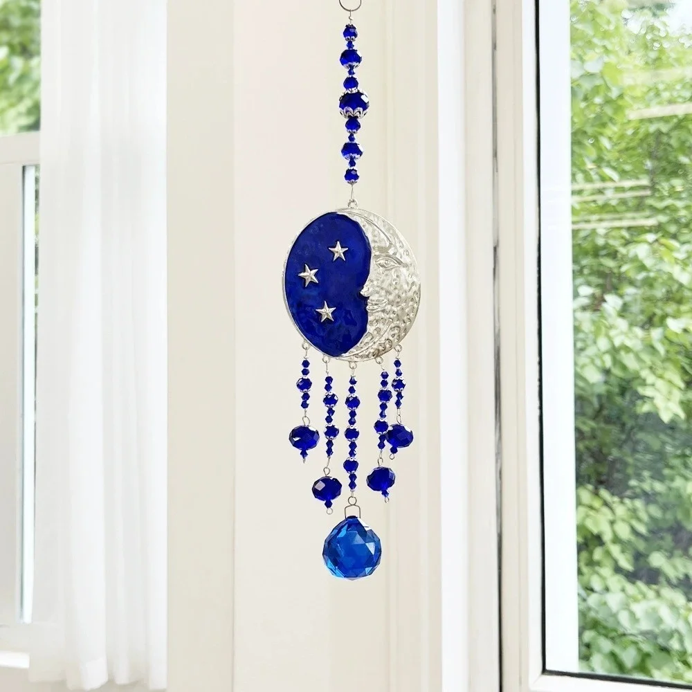 Creative Devil Eye Blue Wind Chimes Lucky Charm Hanging Crystals Sun Catcher Ornament Garden Yard Decoration Crafts Pendant Gift
