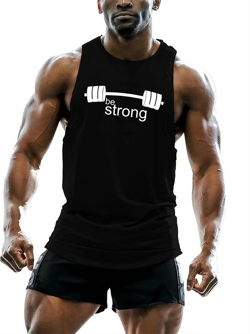 Simple Dumbbell Graphic Tank Tops For Men Summer Fashion 3D Printed Outdoor Sports Vest Loose Streetwear Gym Training Tees Tops