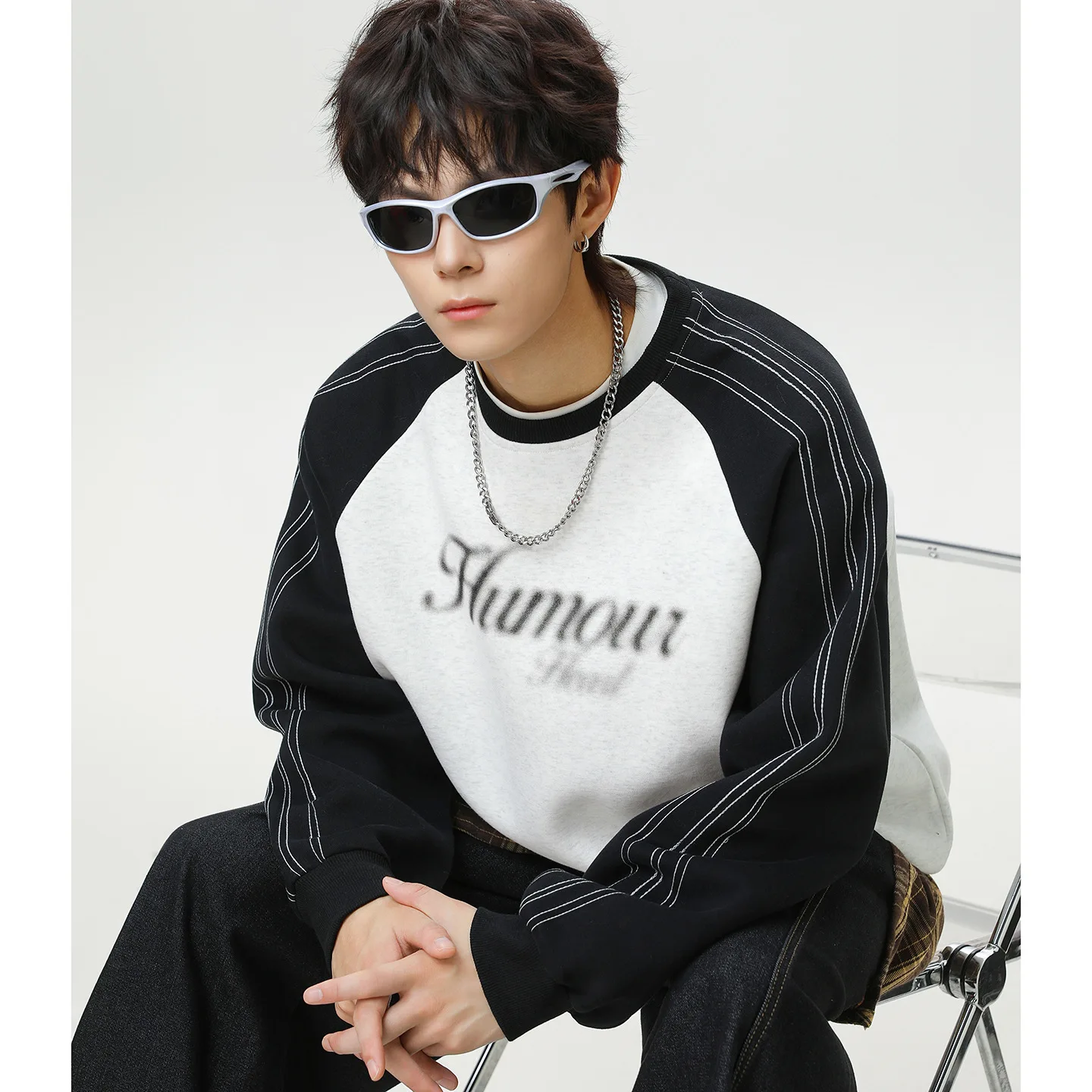 

2025 модная универсальная толстовка с круглым вырезом, мужская осень/зима, новый стиль, верхнее пальто с нечетким принтом в горошек в американском стиле ретро