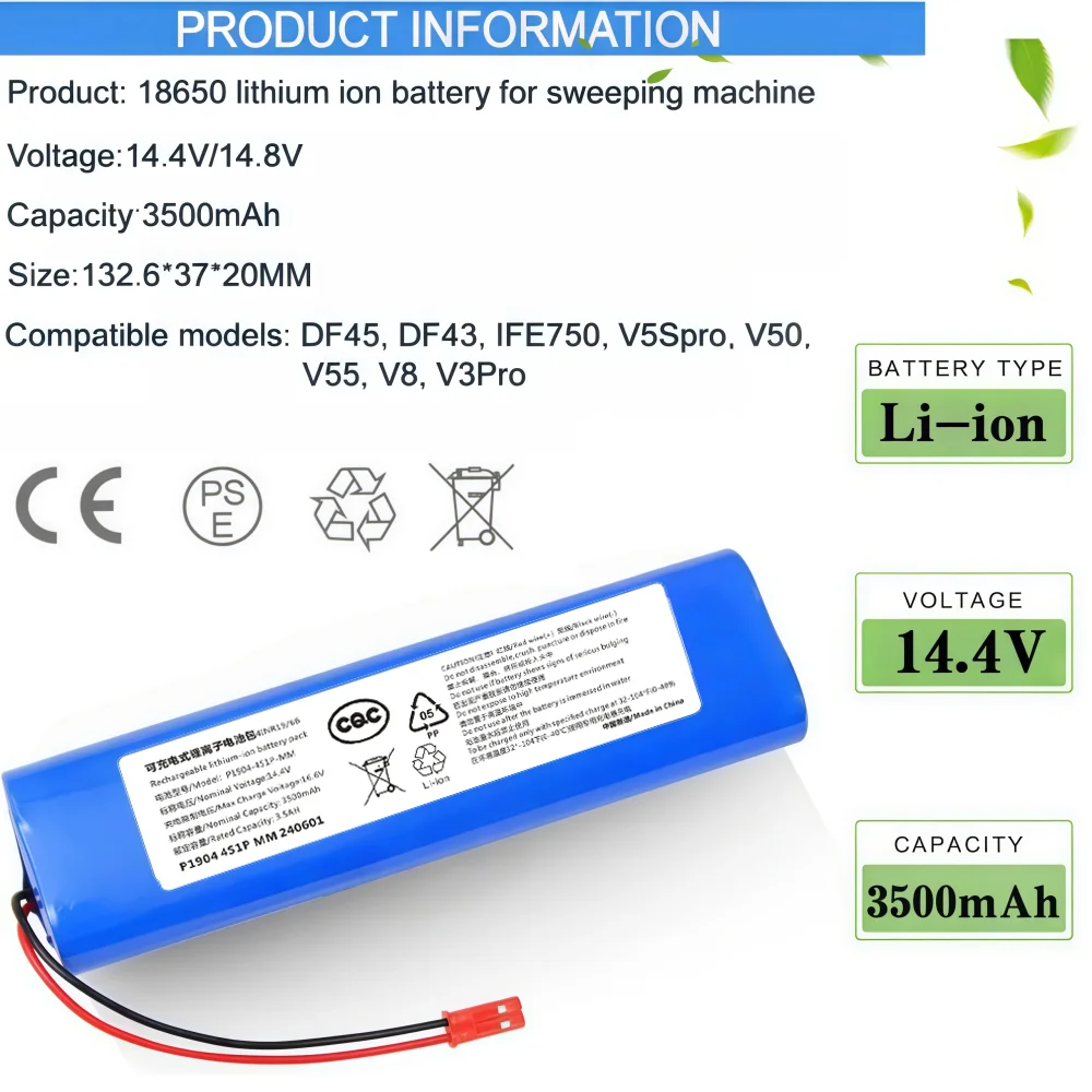 14.4V 3500mAh 18650 Li-ion Battery – B4-4S1P-agx-2 Replacement for iLife zaco Home Cleaner V4/V5s Pro/V80/X750