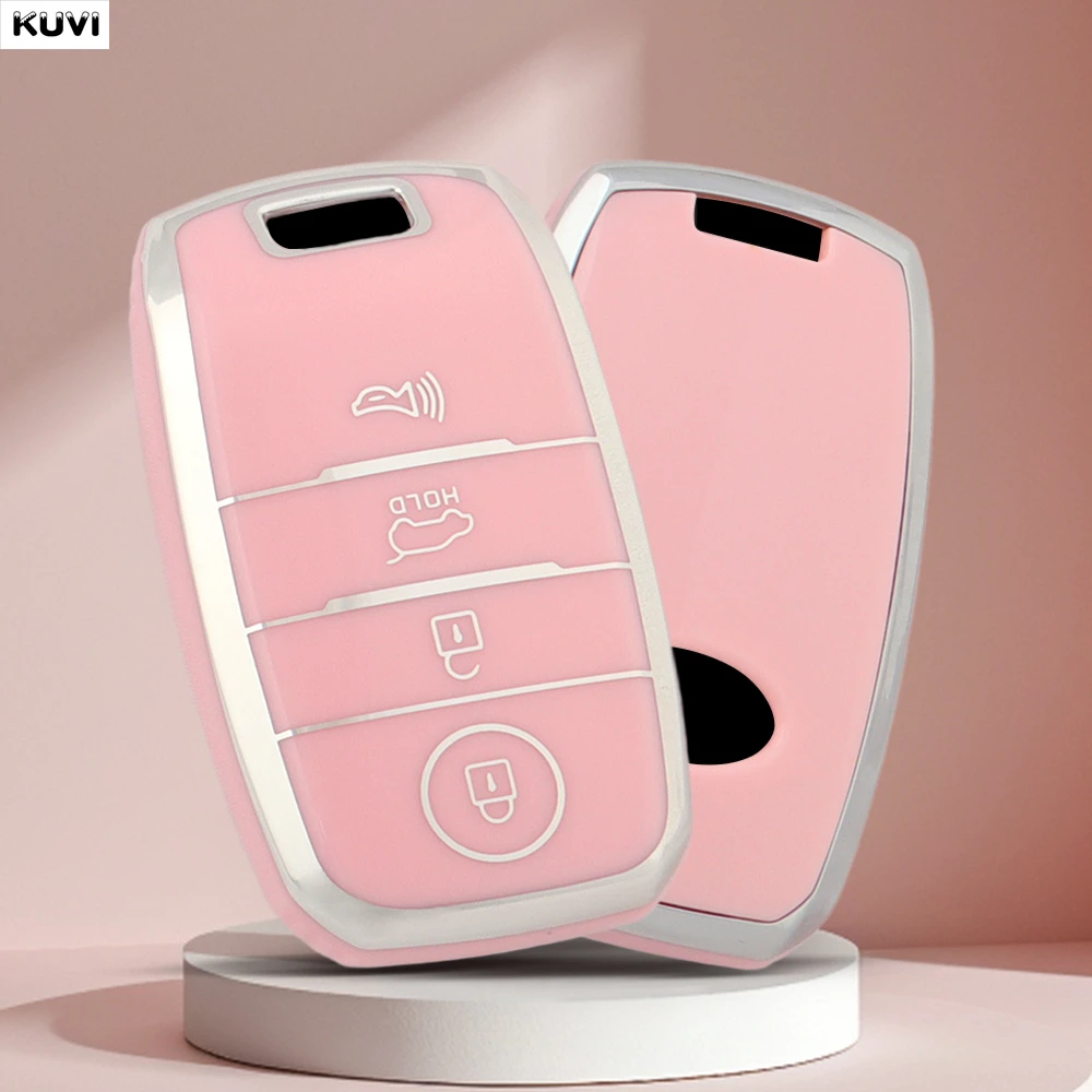 3 4 Buttons Pink TPU Car Smart Key Case Cover Shell For KIA Sportage Cerato Optima K2 K3 K4 K5 RIO Picanto Soul Sorento Sedona