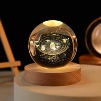 USB Night Light LED Crystal Ball Table Lamp 3D Moon Planet Galaxy Decor For Home Table Lamp Party Toys For Kids Adult Xmas Gifts