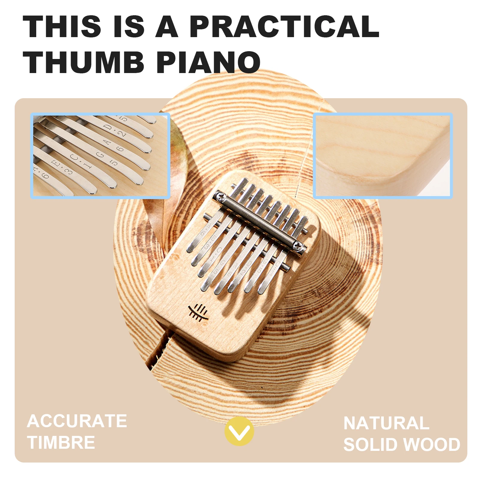 

Thumb Piano Portable Kalimba Beginners Finger Mini Outdoor Lightweight Durable Musical InstrumentWood Stainless Steel Easy to