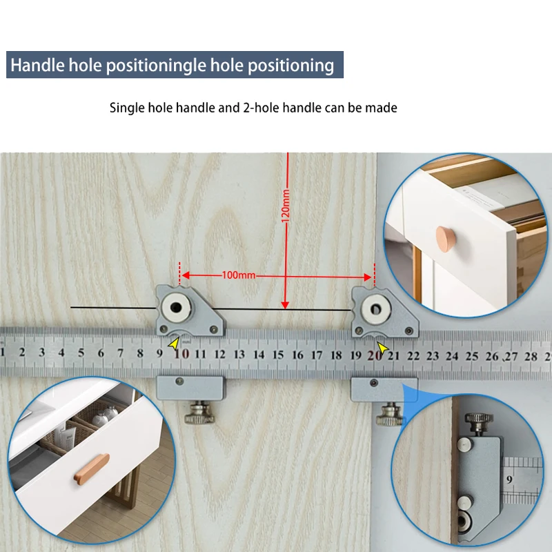 Woodworking 300mm Stainless Steel Marking Scriber Ruler Line Drawing Marking Gauge DIY Measuring Tools Cabinet Hole Drilling