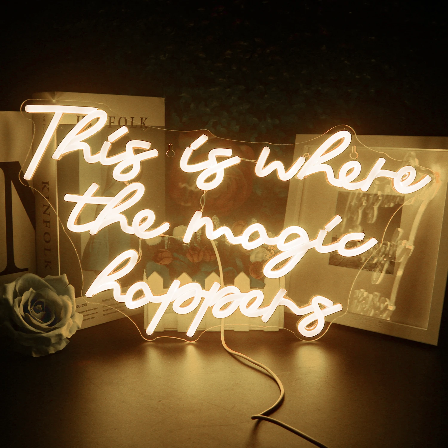 This is Where The Magic Happens Neon Sign Bedroom LED Light Wedding Backdrop Bachelorette Birthday Party HOMEClub Bar Wall Decor