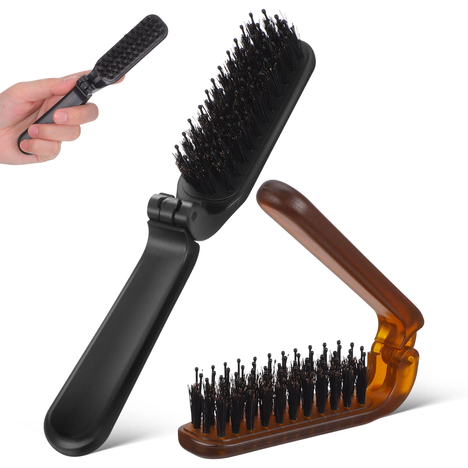 

2 Pcs Comb for Straight and Curly Hair Travel Folding Brush Women Pocket Small Portable Wet Hairbrush