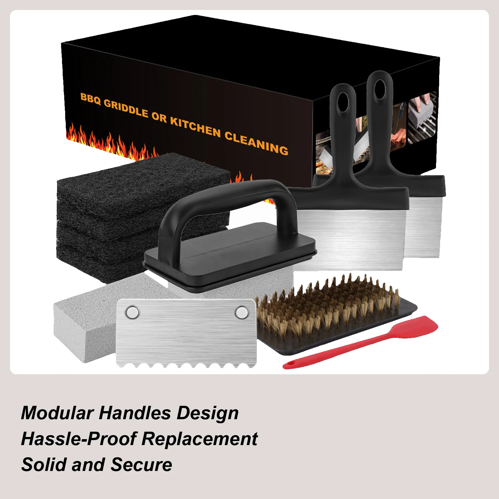 

Набор для чистки гриля, подушечки для чистки гриля, термостойкий скруббер, эргономичный для лопаты, кухонная утварь, посуда для пикника, грузовик для еды