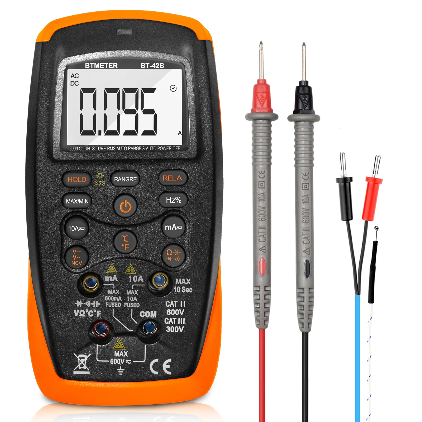

6000-digit Digital Multimeter | AC/DC Voltage/Current Tester | Measures 10+ Electrical Parameters | Auto-Ranging & Backlit LCD