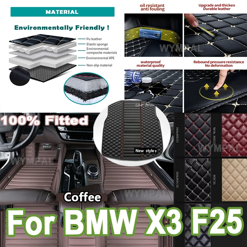 

Luxury Leather Car Floor Mats For BMW X3 F25 MK2 2011~2014 Mat Protective Pad Rug Covers Carpet Car Interior Accessories full