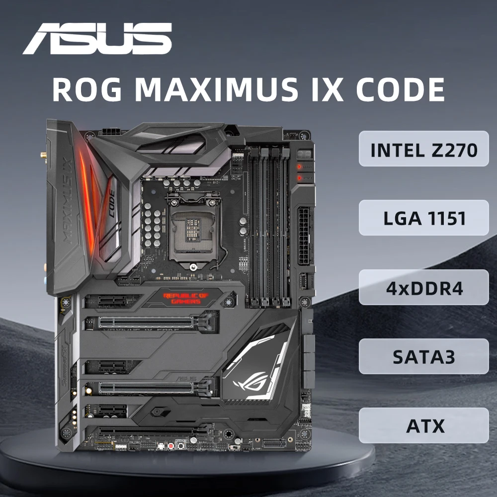 ASUS ROG MAXIMUS IX CODE Motherboard Support i5-6500 7600K i7-6700K 7700K CPU DDR4 4133MHz ARGB USBC M.2 Z270 ATX Mainboard