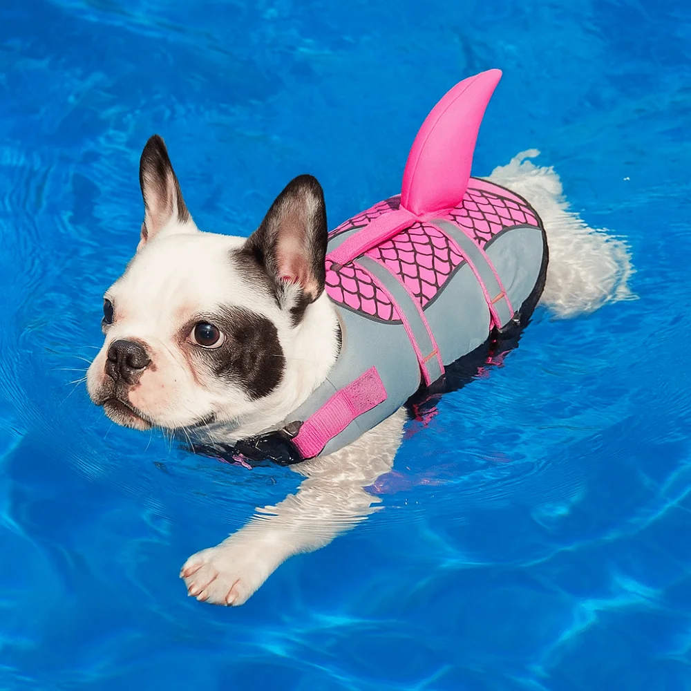 

Reflective Shark Dog Life Jacket Waterproof Enhanced Buoyancy Dog Swimsuit with Handle Anti-Crack Dogs Swimming Clothes