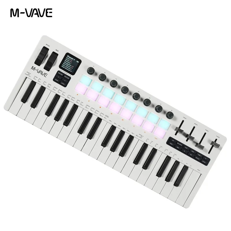 37-Key Portable MIDI Keyboard Synthesizer - Rechargeable Battery Controller for EDM Production & Arranging