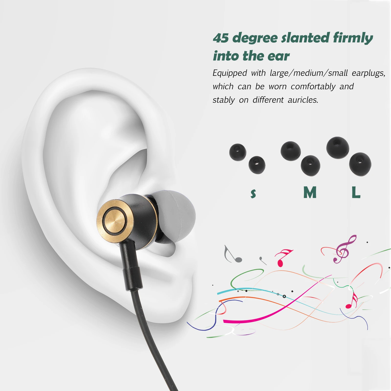 

3-Piece Type-C Earphone 360° Usb C In-Ear Headphone Noise Canceling Volume Control Ergonomic Design
