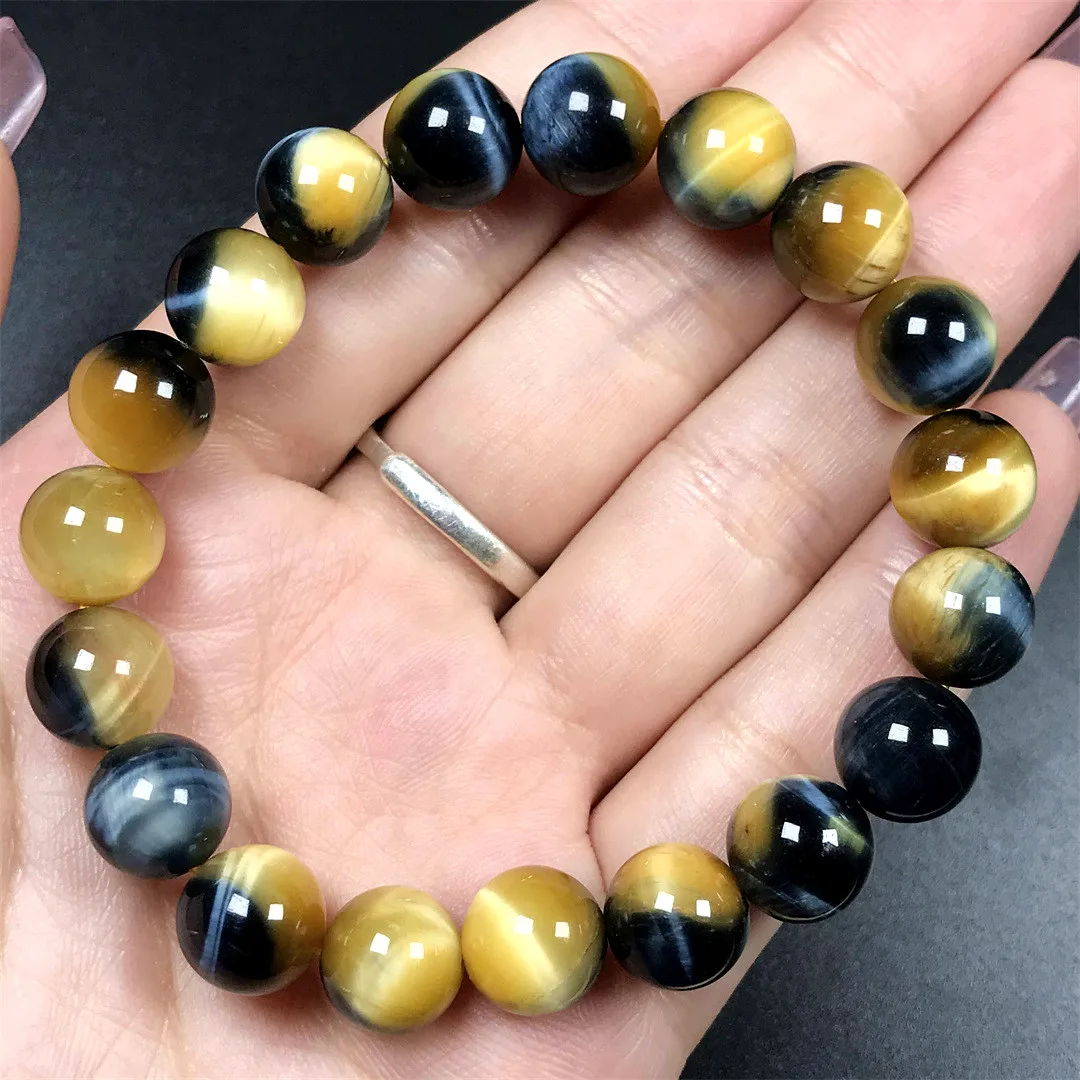 

10 мм натуральный золотой синий тигровый глаз браслет ювелирные изделия для женщин и мужчин целебный подарок богатство хрустальные бусины редкие каменные нити AAAAA