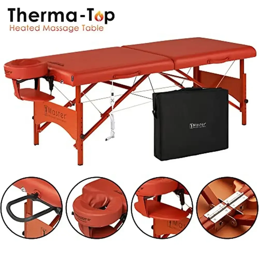 Fairlane Therma-Top Portable Heated Massage Table with Adjustable Heating System- Collapsible Design Multi-Layer Foam Cushion